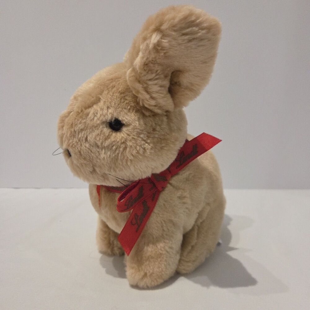 Gund Lindt Chocolate Plush Tan Bunny Rabbit 43510 Red Bow 10 in